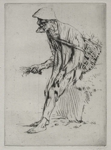 The Red Pimpernel Vender by Alphonse Legros, print, 1857-1911