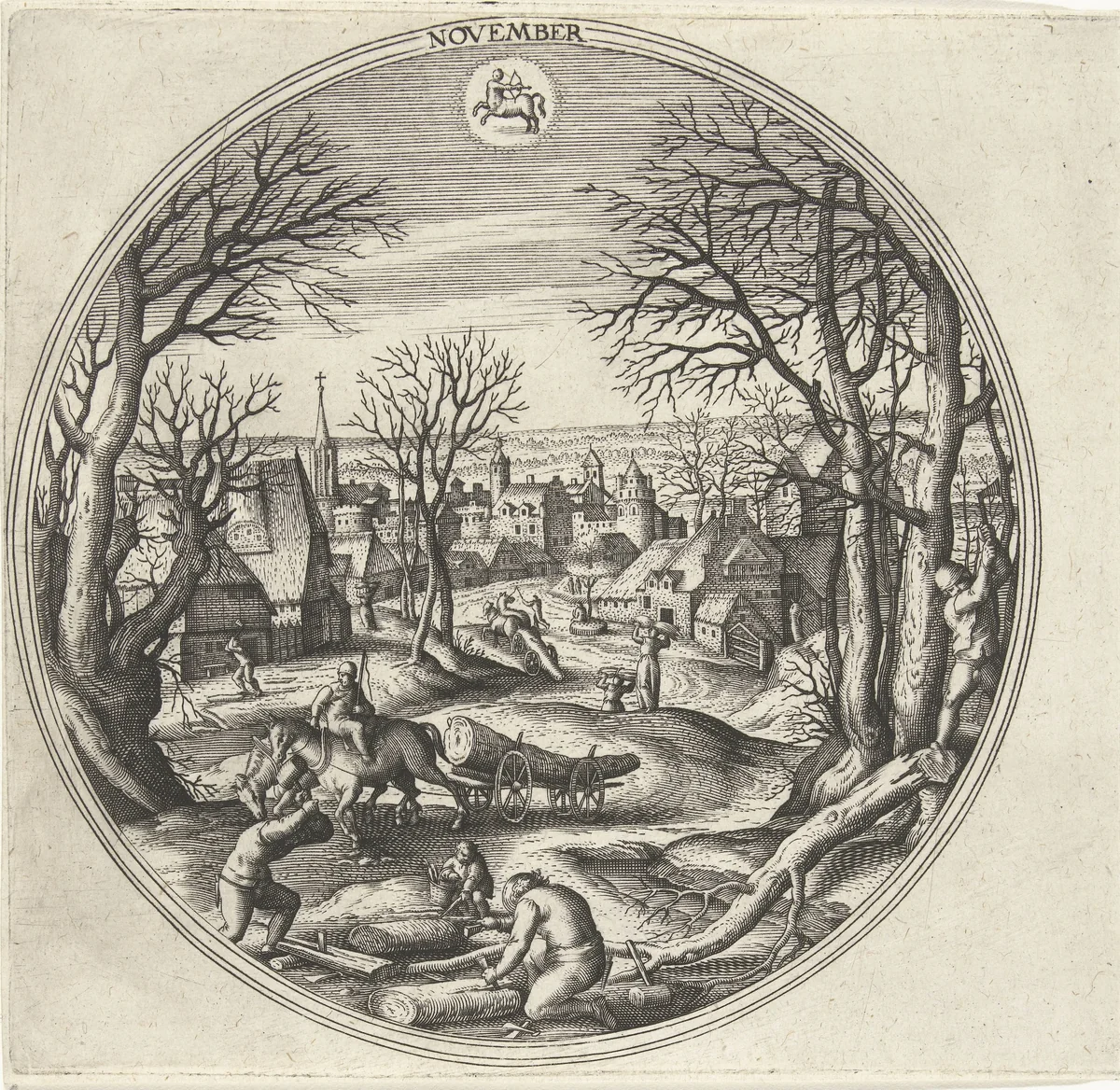 November by Adriaen Collaert, print, 1578-1582