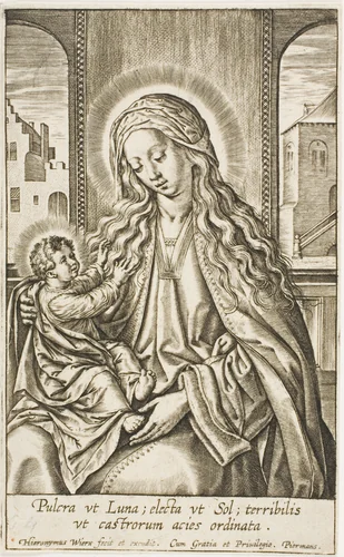 The Virgin and Child by Jerome Wierix, print, 1568-1619