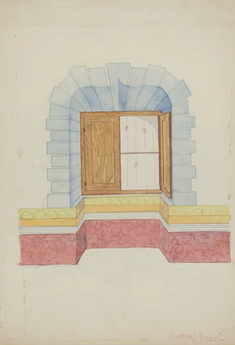 South Wall of "Governor's Room" at Mission by N.H. Yeckley, index of american design, 1936