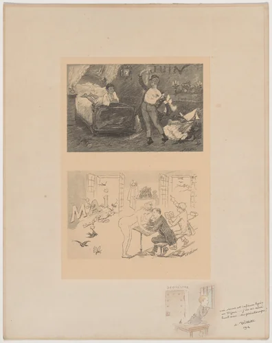 Séquestré by Adolphe Léon Willette, drawing, 1912