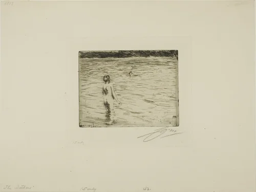 Mother Bathing by Anders Zorn, print, 1894