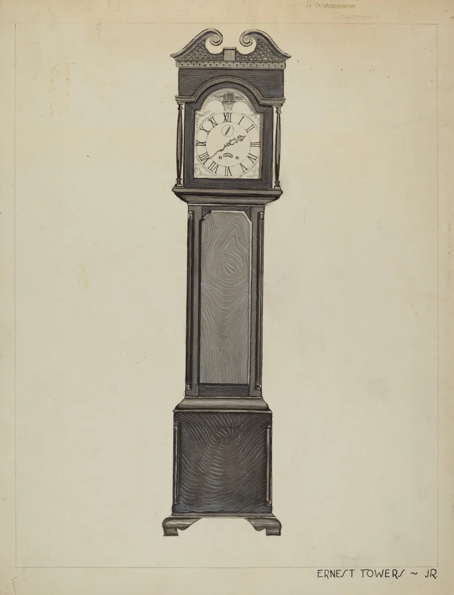 Grandfather's Clock by Ernest A. Towers, Jr., index of american design, 1936
