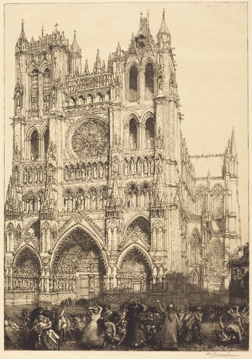 Amiens Cathedral (Cathedrale d'Amiens - Jour d'inventaire) by Auguste Lepère, print, 1907
