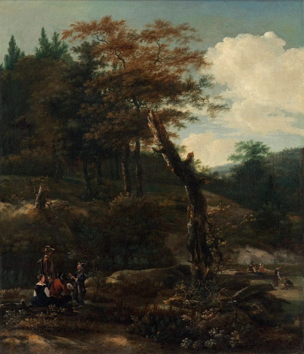 Wooded Landscape with Travelers by Adam Pynacker, painting, 1645-1649
