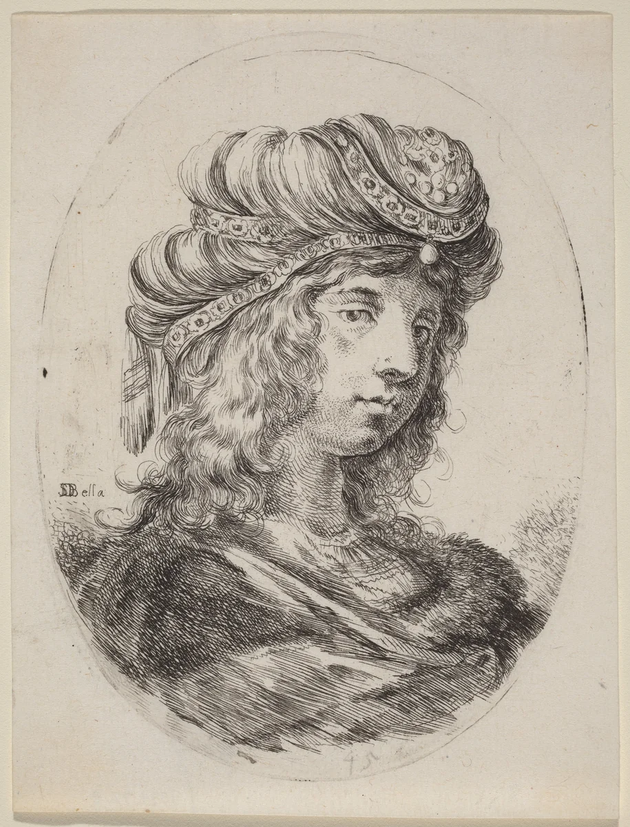 Sultaness in a Banded Turban, Turned to the Right by Stefano della Bella, print, 1649-1650