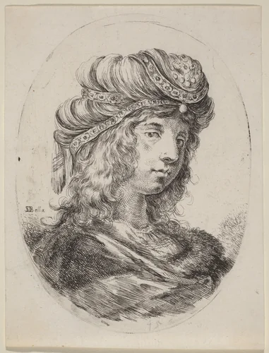 Sultaness in a Banded Turban, Turned to the Right by Stefano della Bella, print, 1649-1650