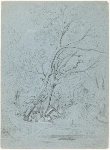 A Cottage on a Lane by John Varley, drawing, 1800-1810