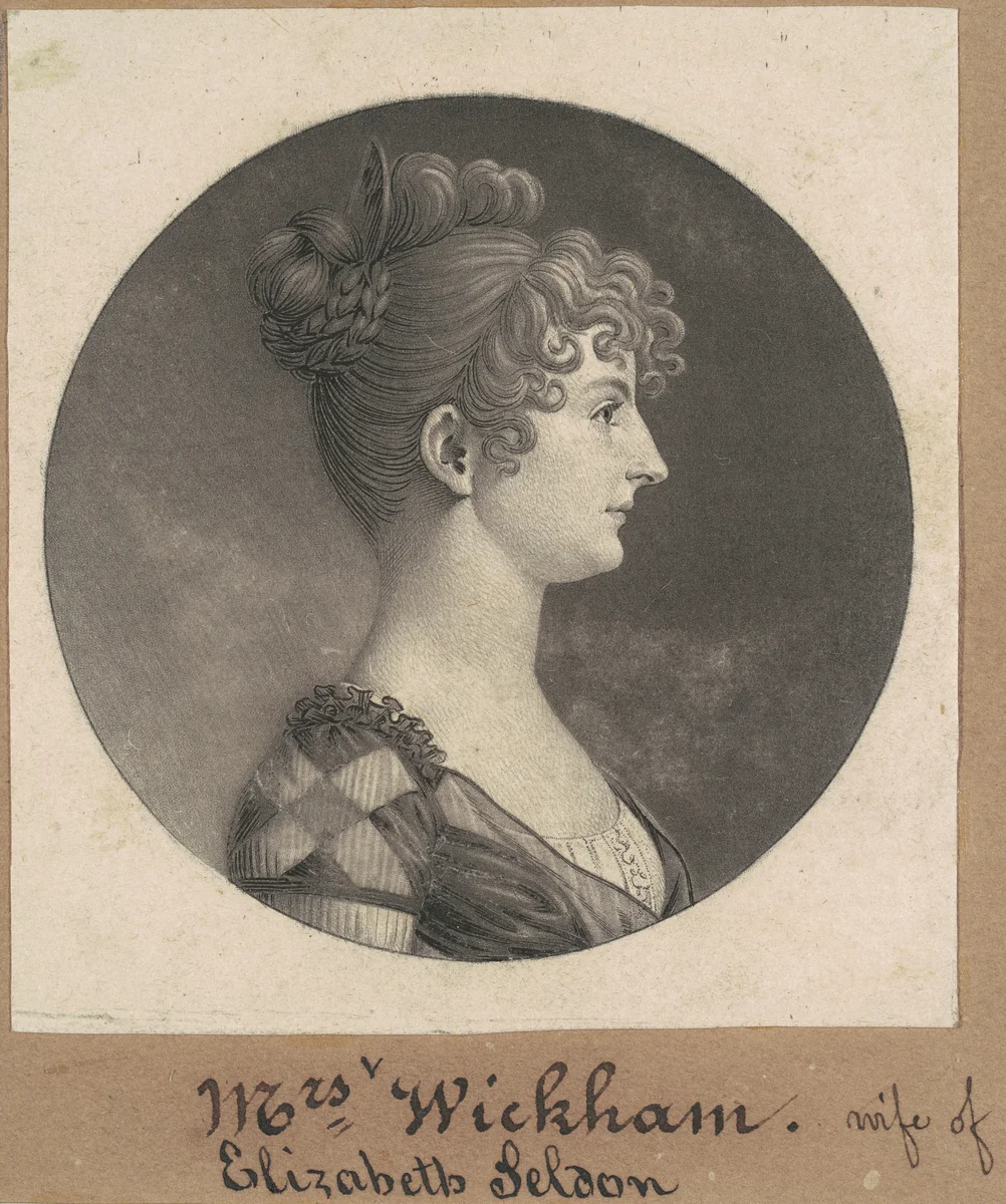Elizabeth Selden McClurg Wickham by Charles B. J. Févret de Saint-Mémin, print, 1808