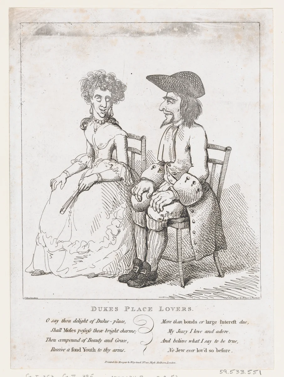 Dukes Place Lovers by Thomas Rowlandson, print, 1797