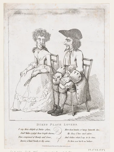 Dukes Place Lovers by Thomas Rowlandson, print, 1797