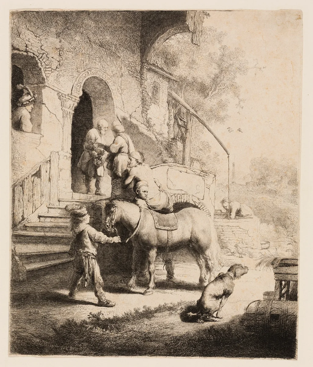 The Good Samaritan by Rembrandt van Rijn, print, 1633