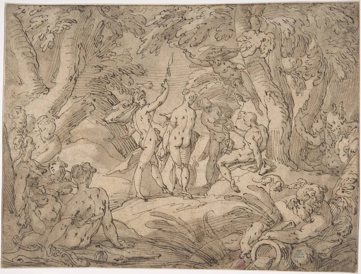 The Judgment of Paris by Abraham Bloemaert, drawing, 1580-1651