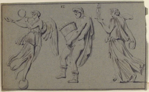Figures in Procession by anonymous, drawing, 1700-1799
