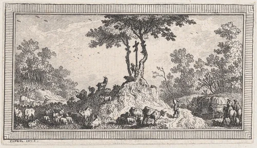 Landscape, from a series of six landscapes titled "Observationib.Astronom.Regiae.Paris.Scient. Acad...1736" by Quentin Pierre Chedel, print, 1736