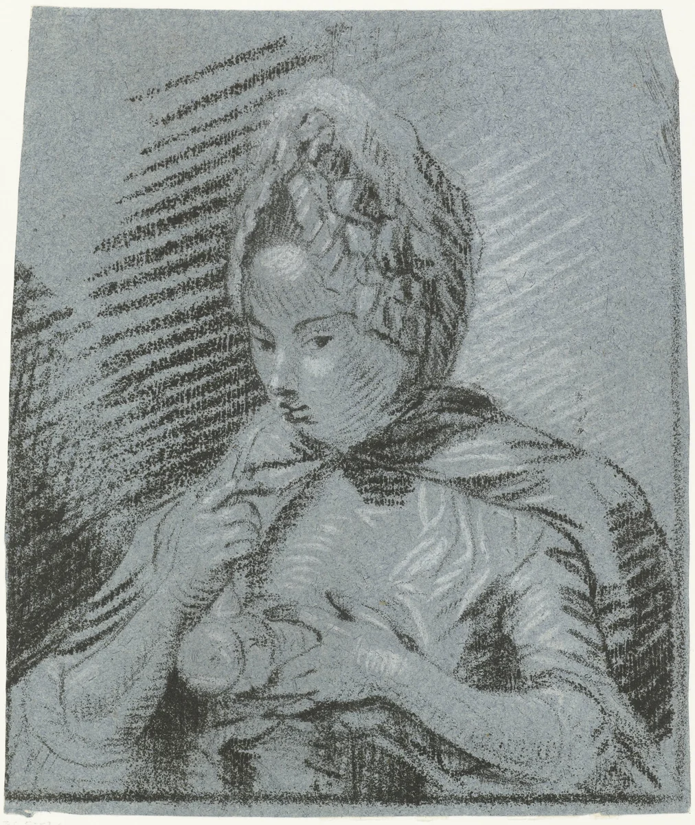 Jonge moeder voedt haar kind met zuigfles by Louis Bernard Coclers, print, 1756-1817