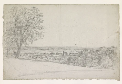 Straat met huizen aan weerszijden by Georges Michel, drawing, 1773-1843