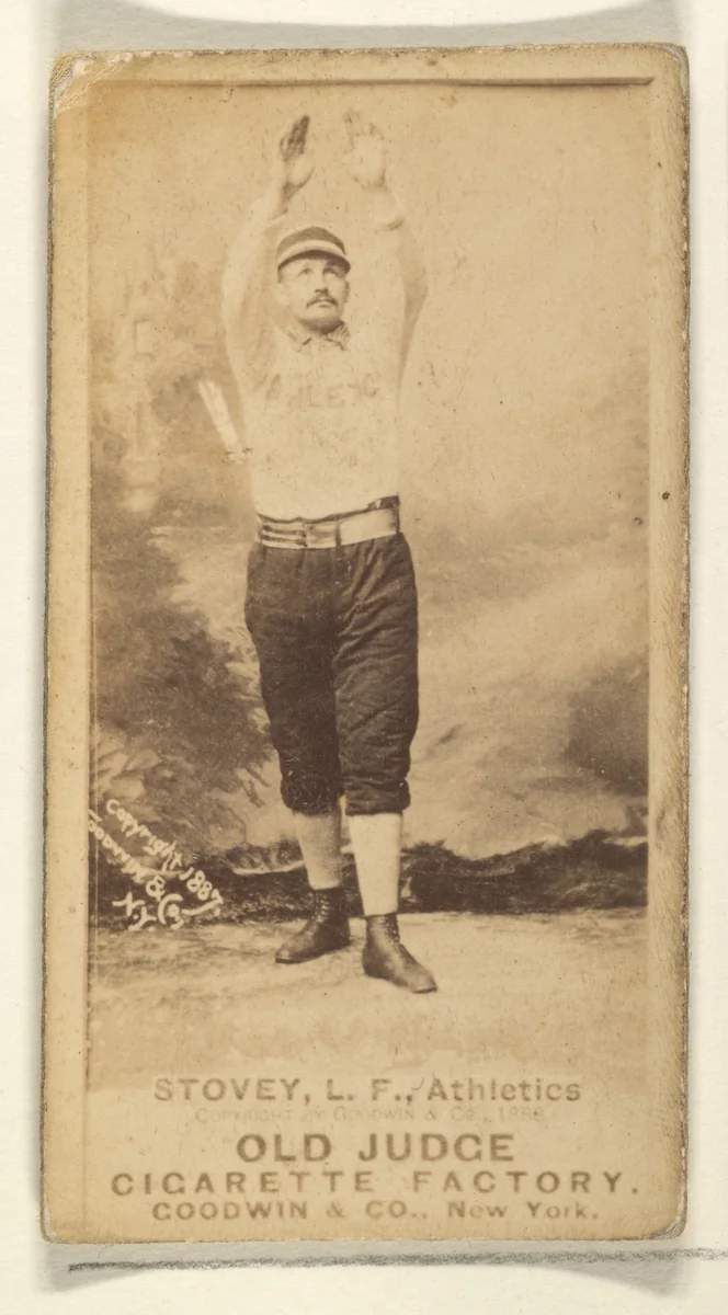 Stovey, Left Field, Philadelphia Athletics, from the Old Judge series (N172) for Old Judge Cigarettes by Goodwin & Company, photograph, 1887