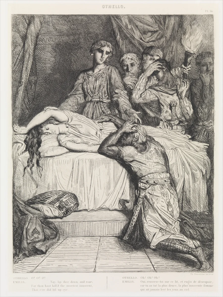 "Oh! Oh! Oh!": plate 14 from Othello (Act 5, Scene 2) by Théodore Chassériau, print, 1844-1900