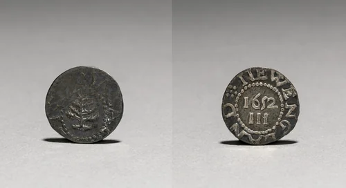 Pine Tree Three Pence by John Hull, metalwork, 1652