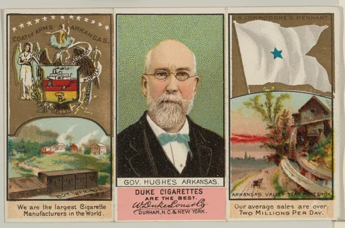 Governor Hughes, Arkansas, from "Governors, Arms, Etc." series (N133-2), issued by Duke Sons & Co. by W. Duke, Sons & Co., print, 1885-1892