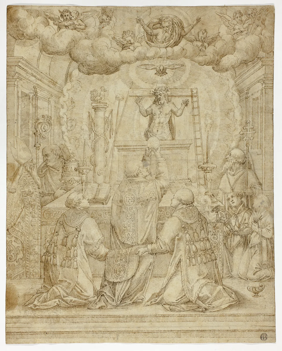 Vision of Saint Gregory by Unknown Artist, drawing, 1500-1699