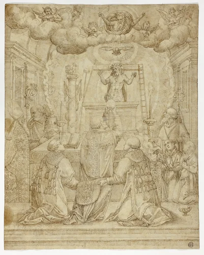 Vision of Saint Gregory by Unknown Artist, drawing, 1500-1699