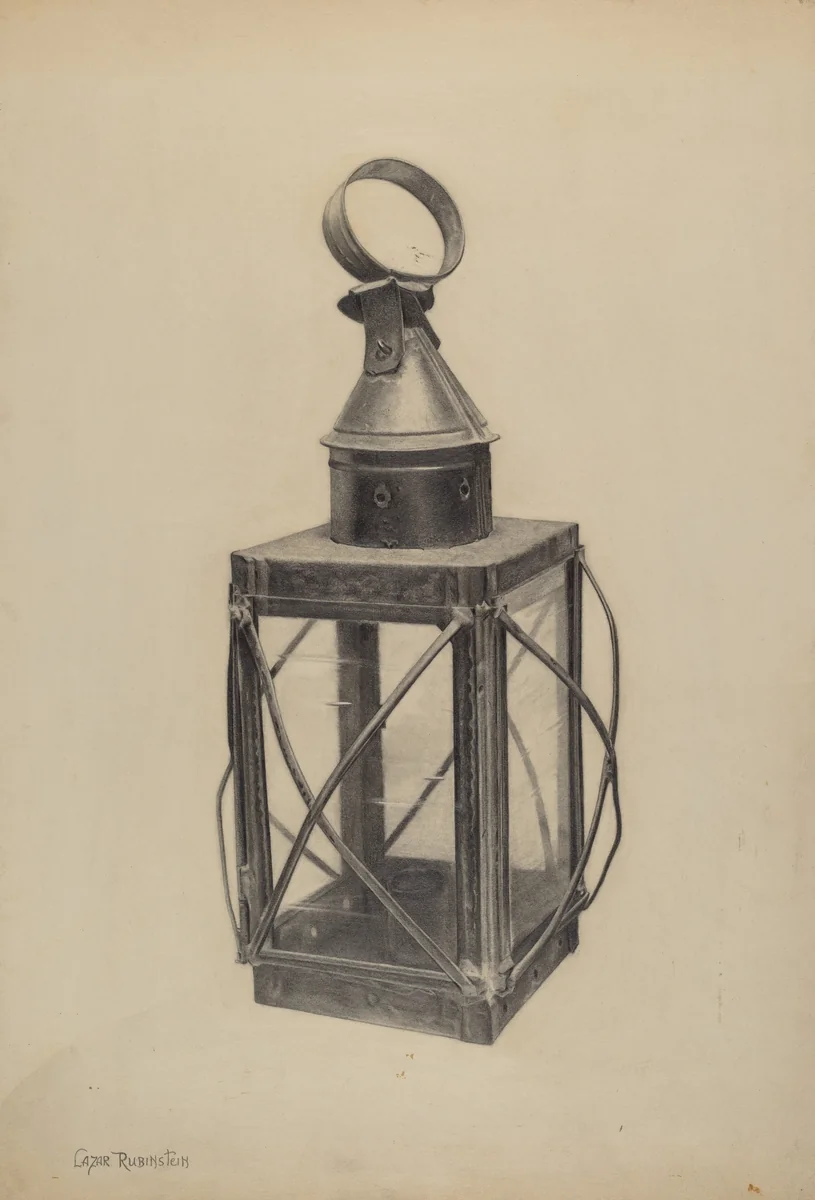 Hand Lantern by Lazar Rubinstein, index of american design, 1938