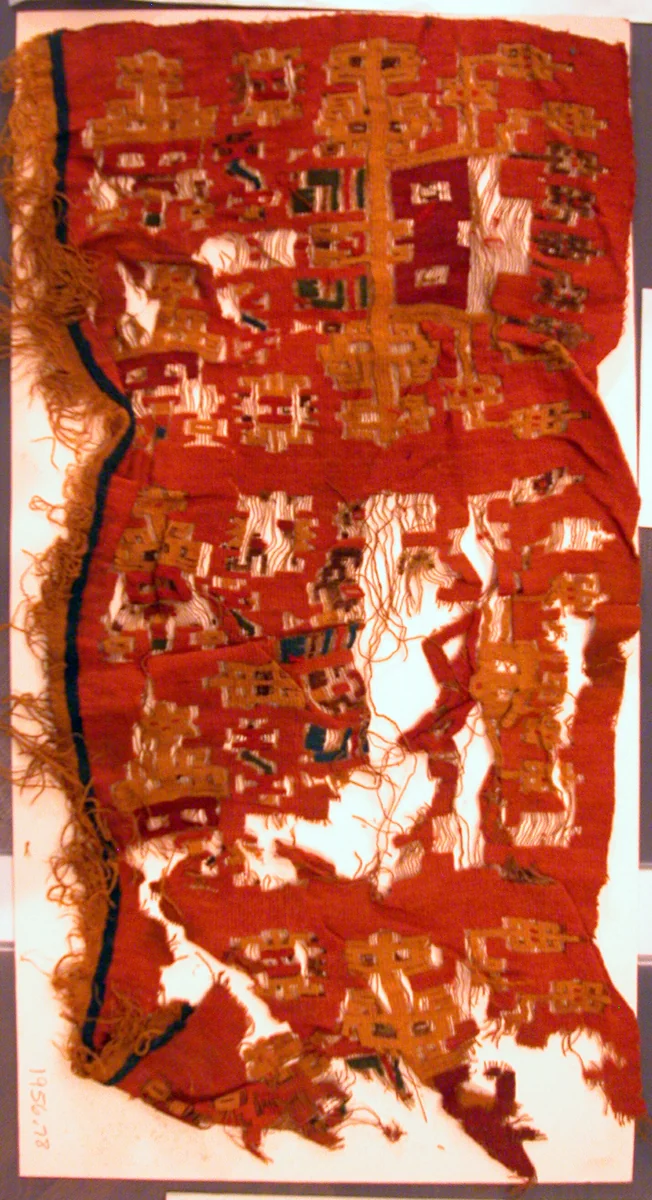 Fragment (Border) by Nazca Peru, textile, 500-600