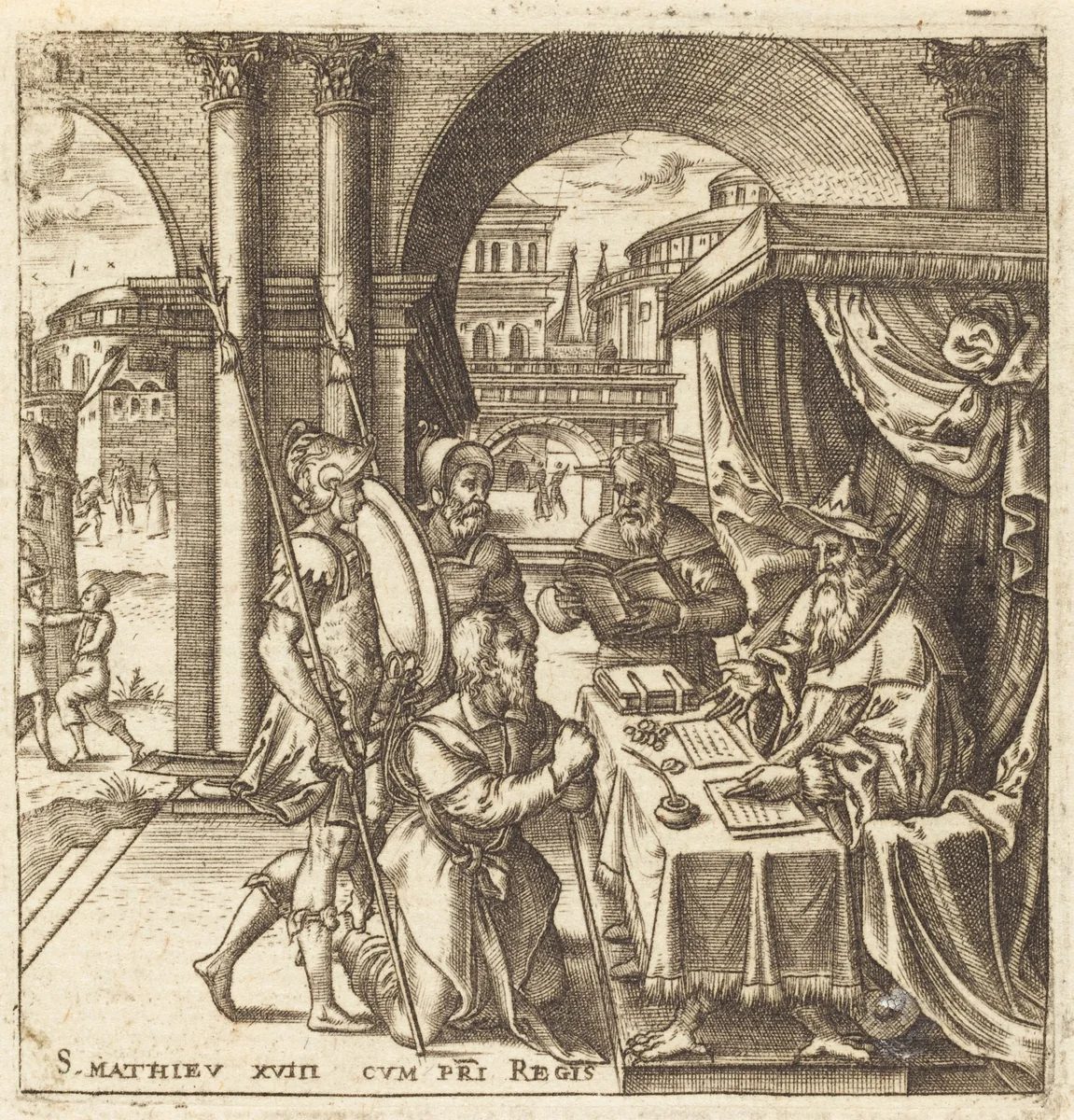 The Servant Begging for Mercy from His King by Léonard Gaultier, print, 1576-1580