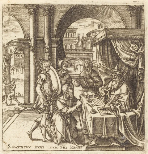 The Servant Begging for Mercy from His King by Léonard Gaultier, print, 1576-1580