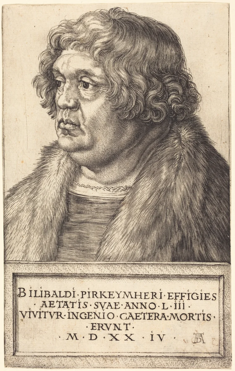 Willibald Pirckheimer by Albrecht Dürer, print, 1524