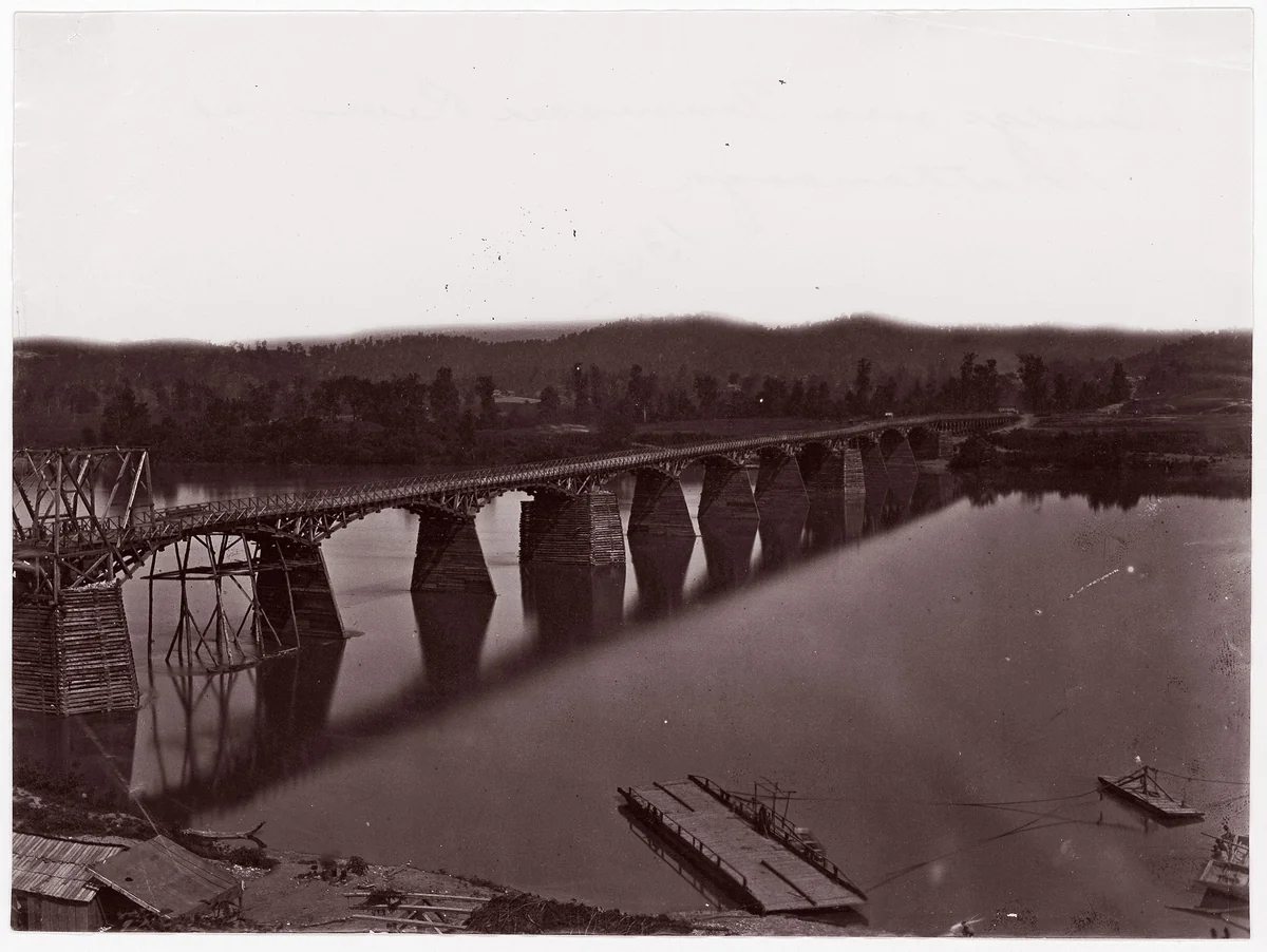 Bridge over Tennessee River at Chattanooga by George N. Barnard, photograph, 1861-1865