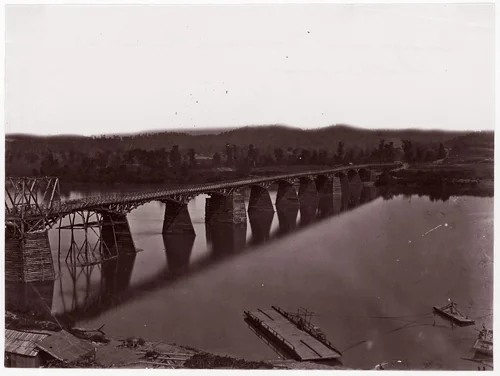 Bridge over Tennessee River at Chattanooga by George N. Barnard, photograph, 1861-1865