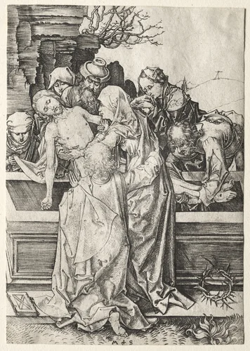 The Passion: The Entombment by Martin Schongauer, print, 1475-1485