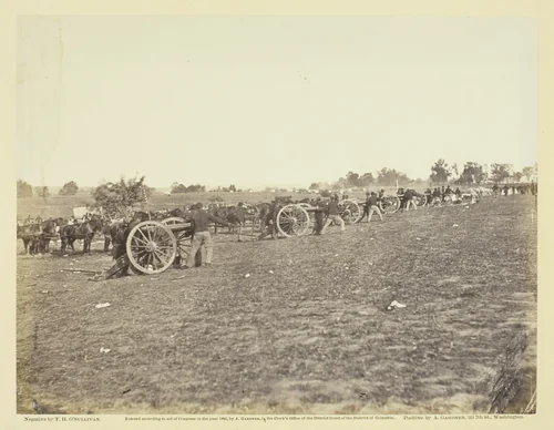 Incidents of the War: Battery D, 5th U.S. Artillery in Action by Timothy O'Sullivan, photograph, 1863