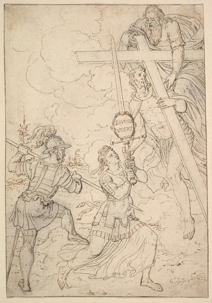 A Reformational Allegory by Dirck Pietersz. Crabeth, drawing, 1550-1555