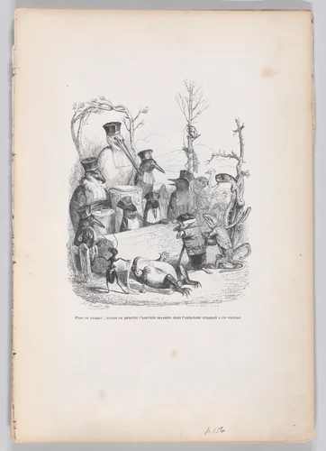 The further we go, the less we penetrate the horrible mystery of which the unfortunate toad was a victim, from "Scenes from the Private and Public Life of Animals" by J. J. Grandville, print, 1832-1852