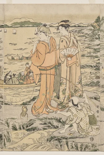 Fishing at Iwaya on Enoshima by Kitagawa Utamaro (喜多川歌麿), print, 1790-1794