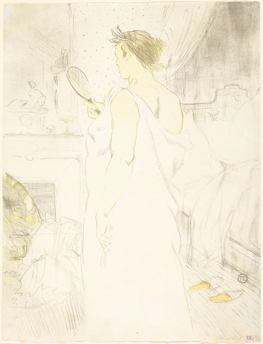 Woman at the Mirror (Femme à glace) by Henri de Toulouse-Lautrec, print, 1896