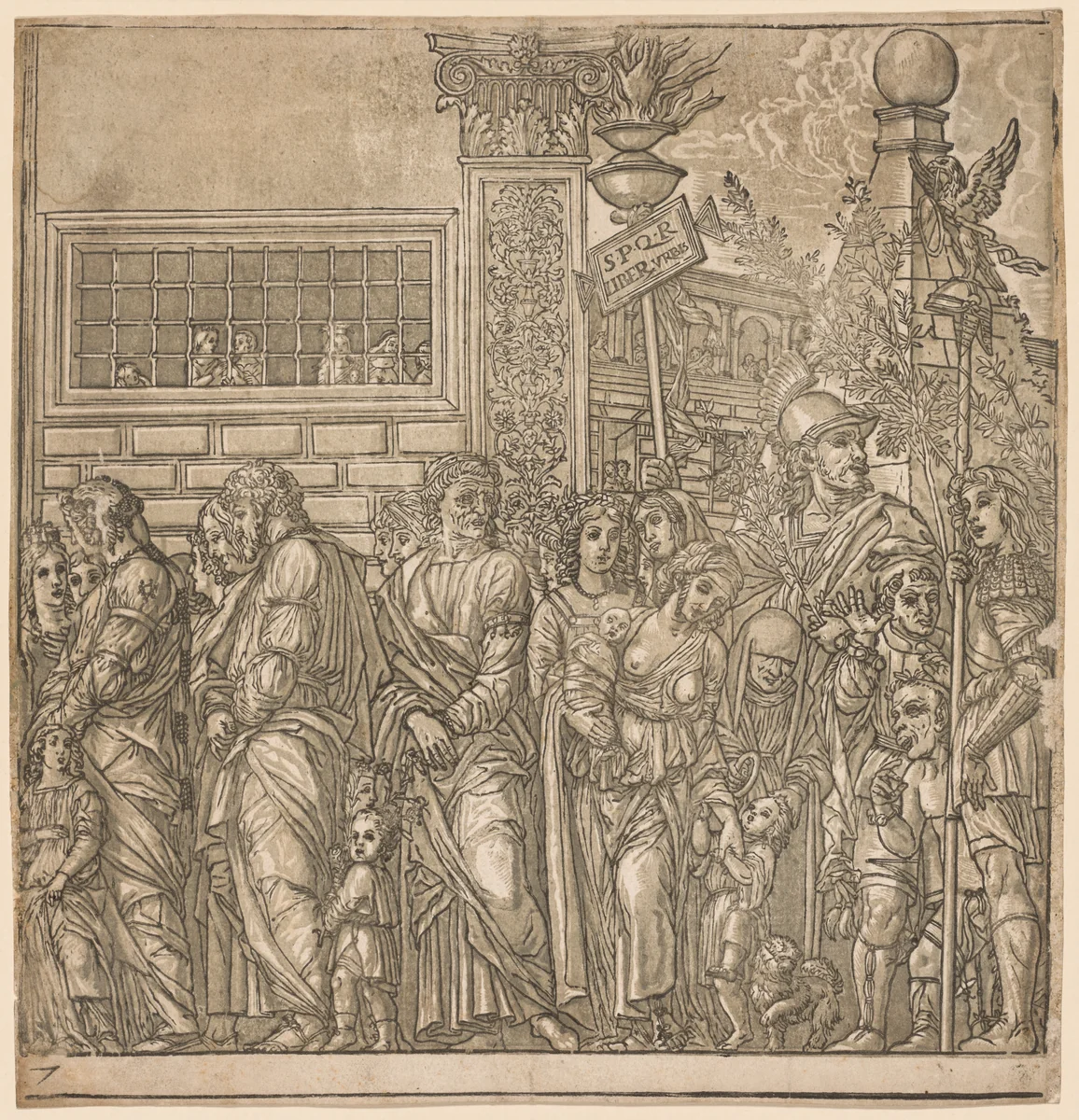 The Triumph of Julius Caesar: Procession of Men, Women and Children by Andrea Andreani, print, 1593-1599