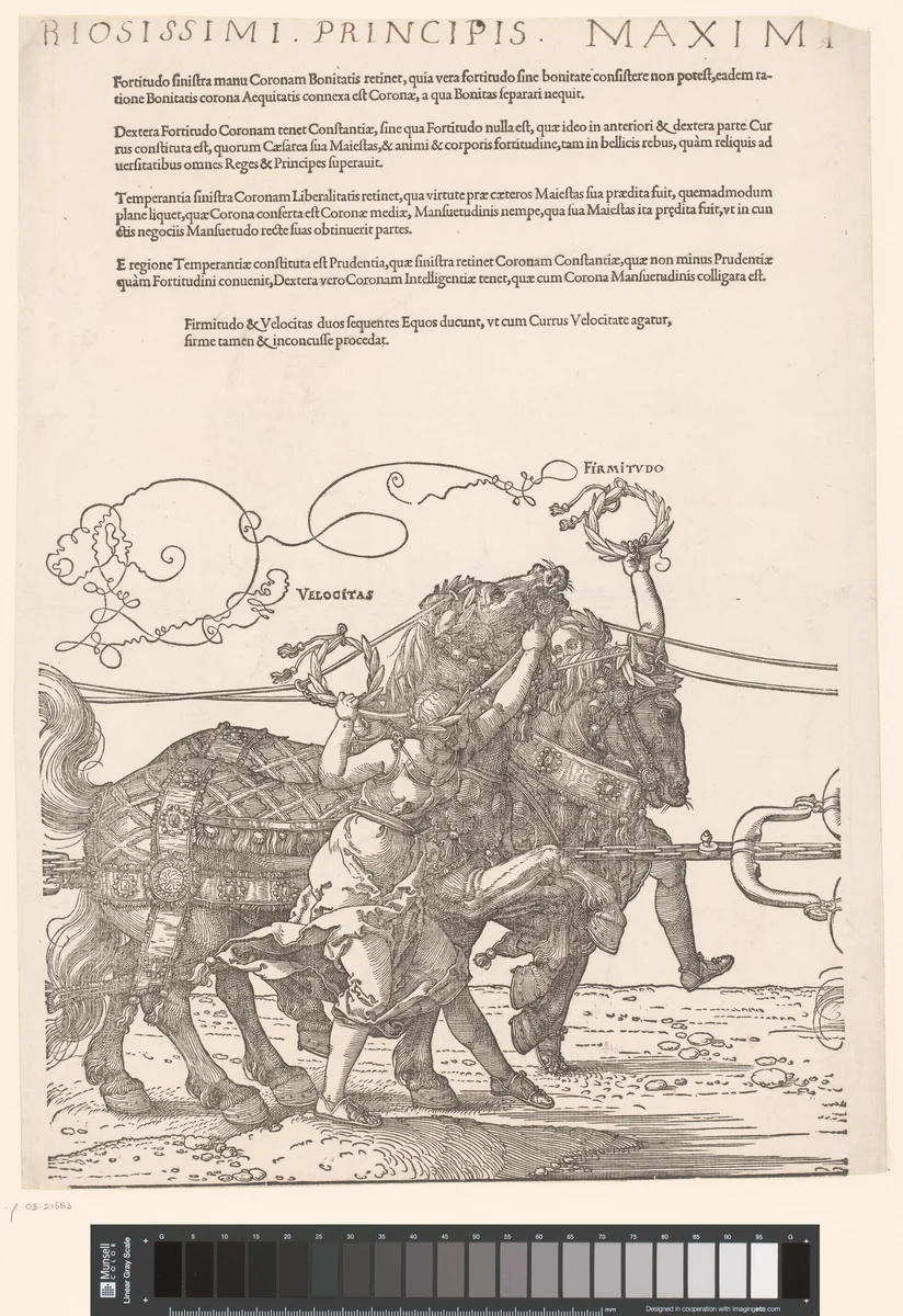 Triomfwagen van keizer Maximiliaan I by anonymous, print, 1522