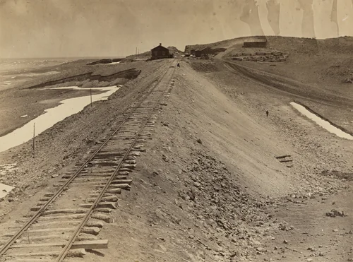 Granite Canyon Embankment in Foreground by Andrew Joseph Russell, photograph, 1867