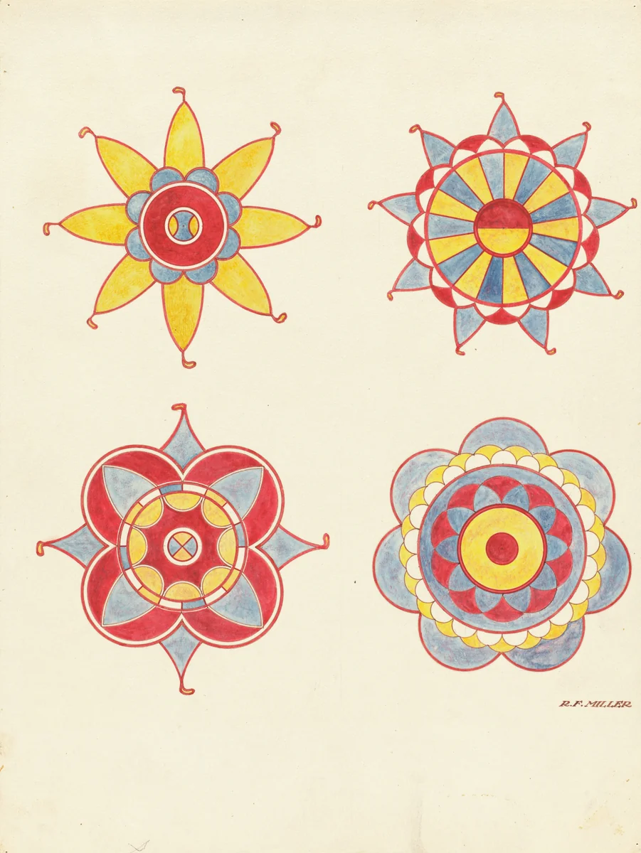 Ceiling Decoration, Detail of (From a Restoration) by Randolph F. Miller, index of american design, 1940
