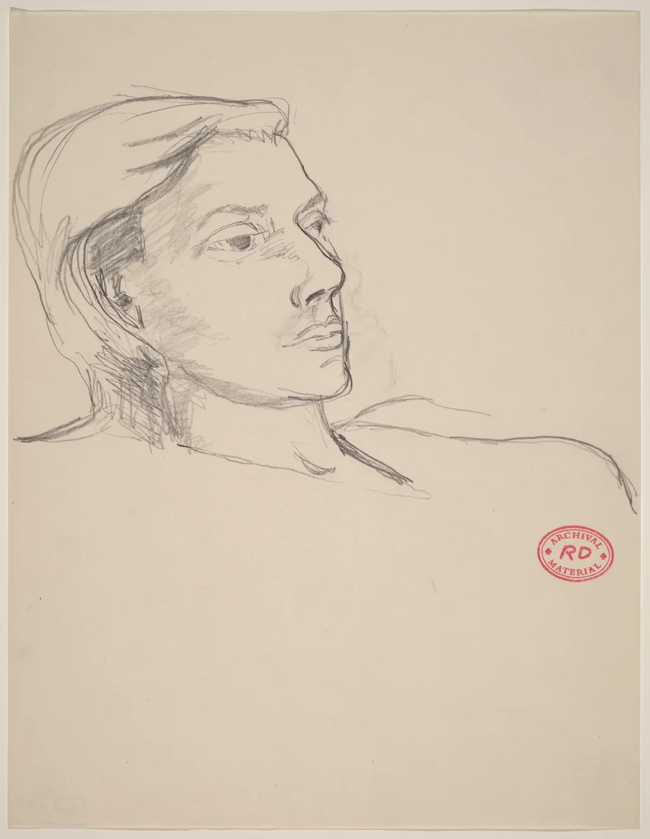 Untitled [figure tilting her head back slightly] by Richard Diebenkorn, drawing, 1955-1967