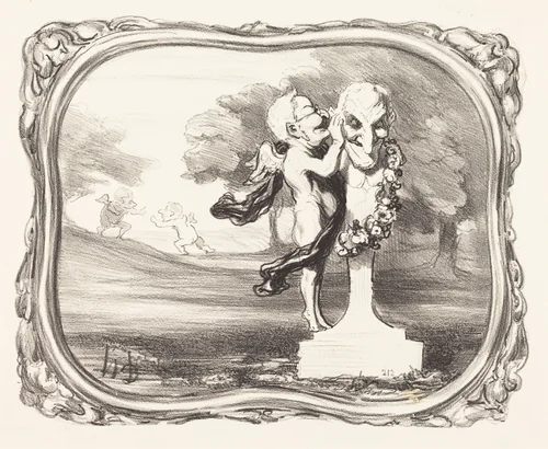 Le Secret confié au dieu faune by Honoré Daumier, print, 1850-1851