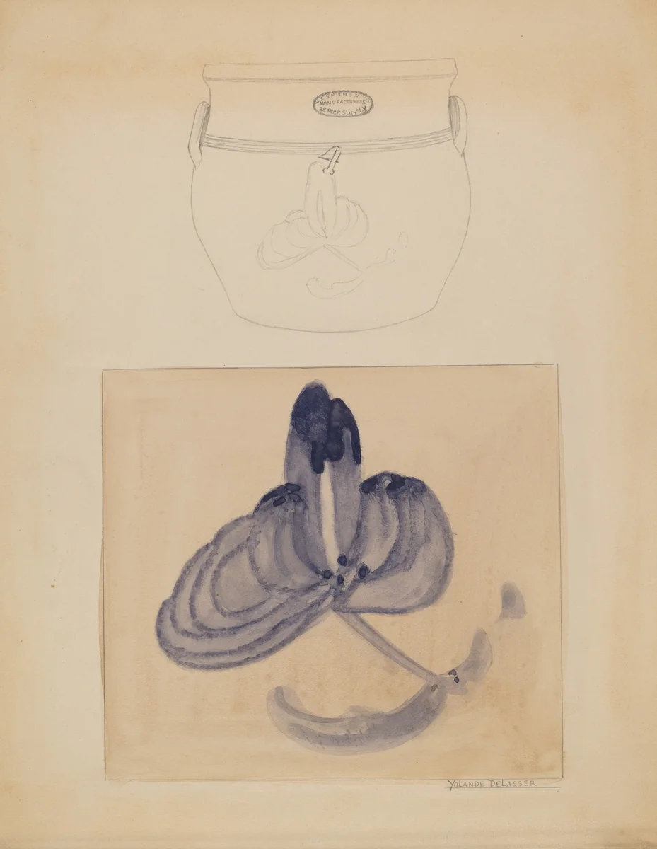 Crock by Yolande Delasser, index of american design, 1937