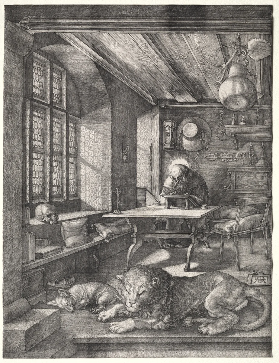 St. Jerome in His Study by Albrecht Dürer, print, 1514