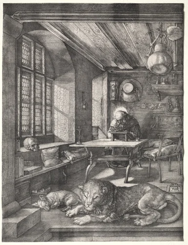 St. Jerome in His Study by Albrecht Dürer, print, 1514