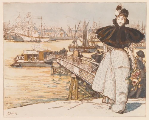 Pier on the Garonne, Bordeaux (Embarcadère sur la Garonne, Bordeaux) by Auguste Louis Lepère, print, 1897